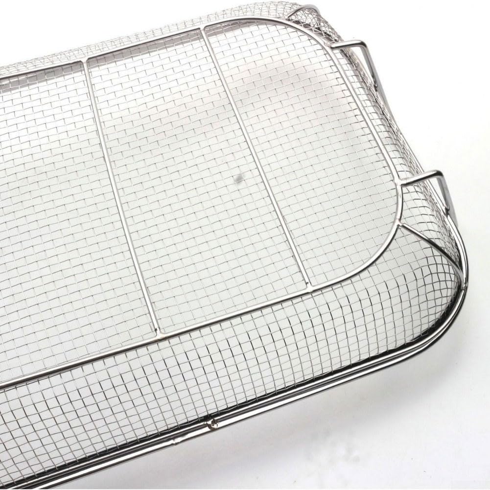 Cestino per verdure resistente, 38 x 28 cm, in acciaio inox, per barbecue, carne, pesce e frutti di mare, grande griglia per cucinare all'aperto con manici sicuri