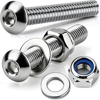 M6 x 60 mm screws 60 pieces stainless steel pan head screws hexagon socket screws with locking nuts washers thread screws machine screws for furniture installation industrial areas