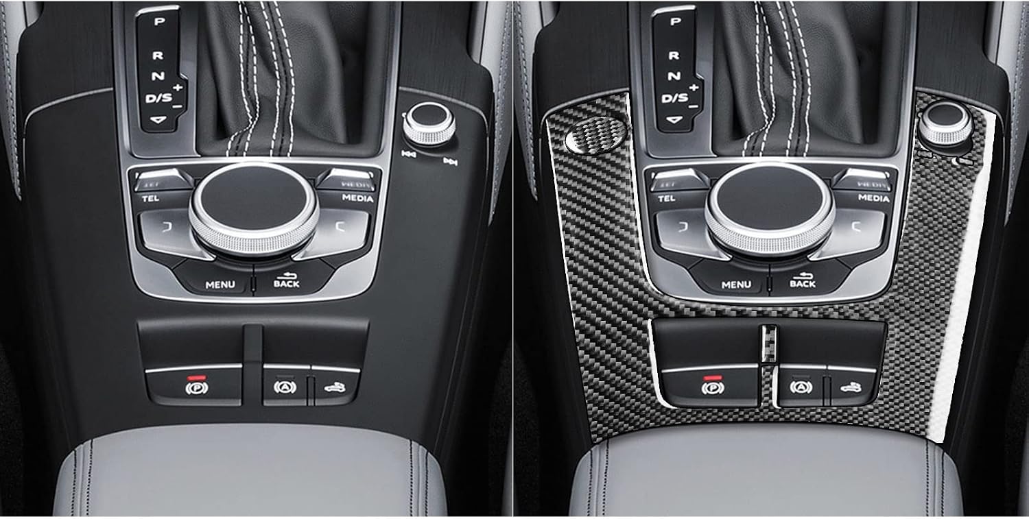 Real Premium Carbon Fiber Sticker Compatible with Audi A3 S3 RS3 8V 2013 2014 2015 2016 2017 2018 2019 Car Center Console Gear Shift Panel Control Frame Decor Auto Interior Accessories Decal Black