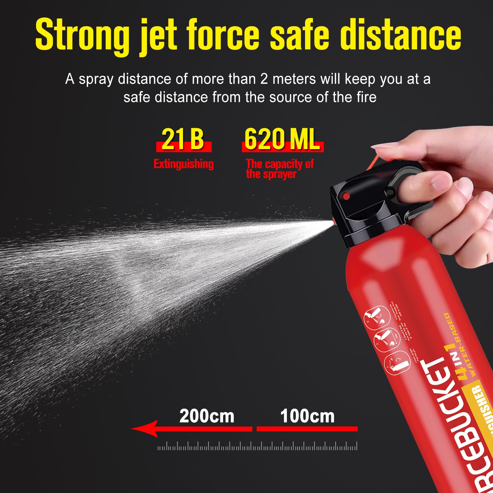 Portable Fire Extinguisher Spray With Bracket Can Prevent Re-Ignition,Best Suitable for Home, Kitchen, Car | For Electric, Textile and Grease Fires | Non-Toxic, Easy Clean