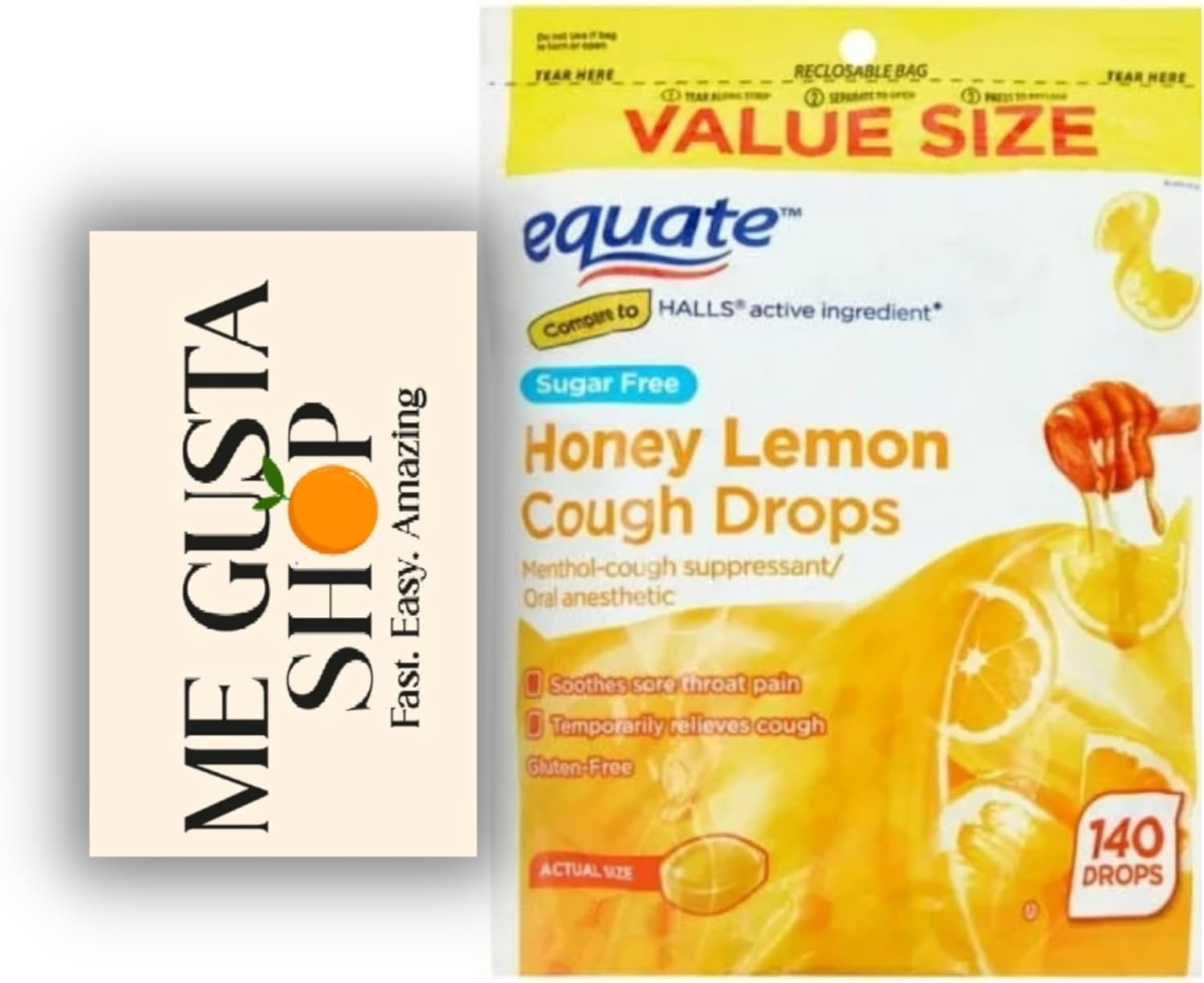 Cough Drops Sugar Free Honey Lemon Equate 140 Count (Pack