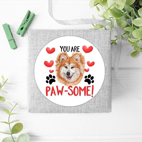 Miniatura 7 de Swavecat Calcomanías de San Valentín Chow Chow Dog Red Heart Label Stickers You are Paw Some Vinilo Adhesivo redondo Adhesivo de San Valentín para