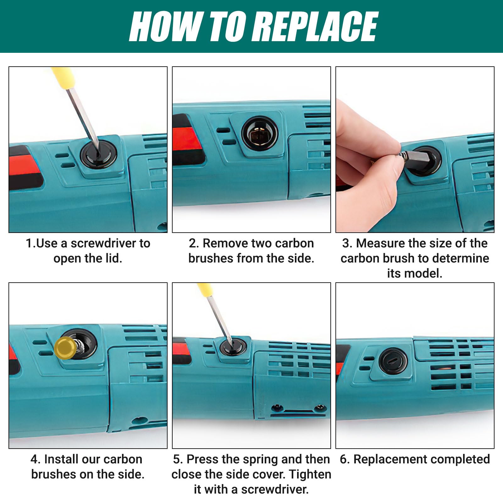 MAKITA Balais de Charbon 62 Pièces Brosses de Carbone pour Meuleuse Scies D'angle, 12 Tailles