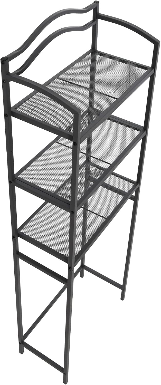 Household Essentials 3-Tier Metal Over the Toilet Bathroom Storage Shelf, Grey