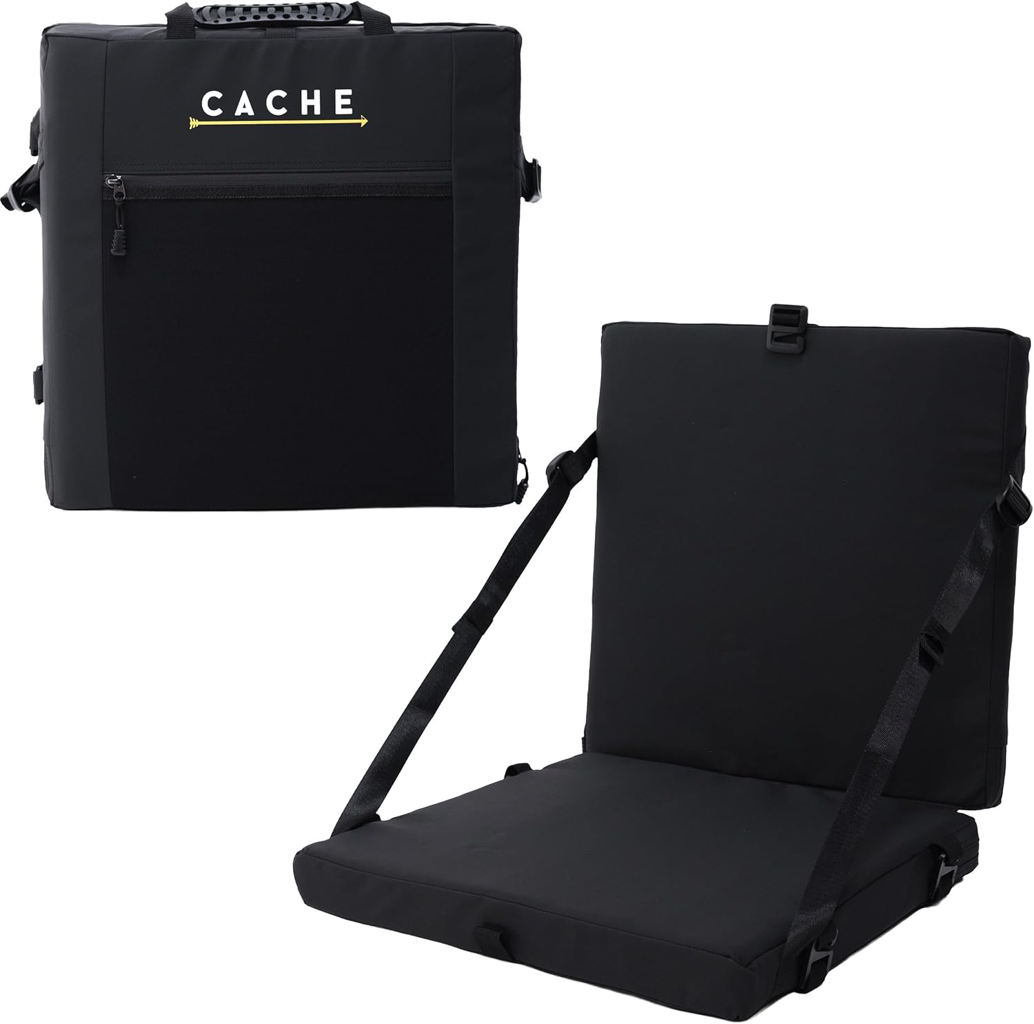 Cache Stadium Seat with Back Support – Portable Bleacher Chair, Reinforced 2" Cushion, Lightweight Foldable Design with Storage Pocket