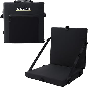 Cache Stadium Seat with Back Support Portable Bleacher Chair, Reinforced 2" Cushion, Lightweight Foldable Design with Storage Pocket