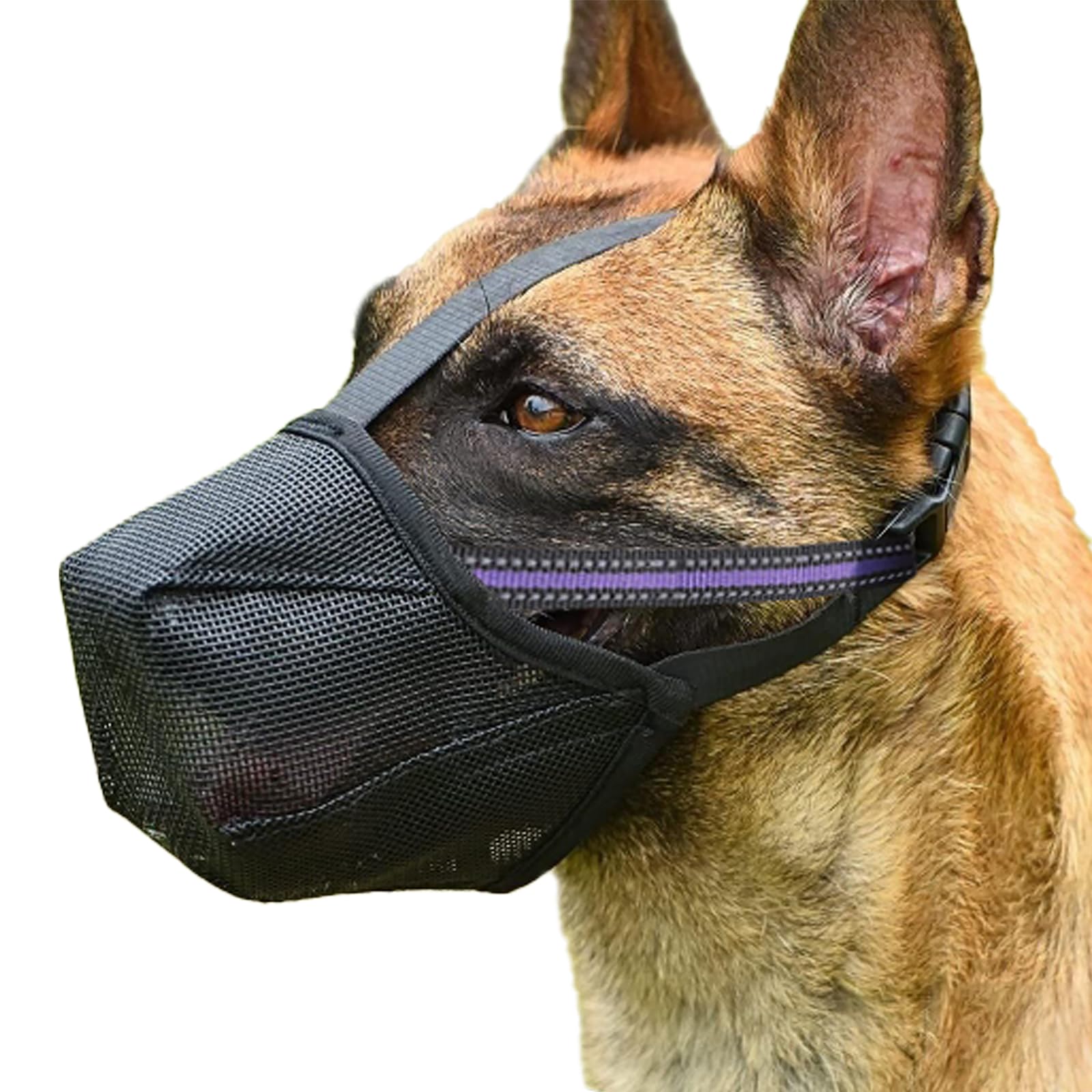 Dog Muzzle - Soft Mesh Muzzle for Small Medium Large Dogs Labrador German Shepherd - Adjustable Puppy Muzzles for Scavenging Biting Licking and Chewing - Allows Panting and Drinking (M)
