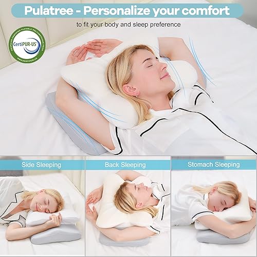 Miniatura 6 de Almohada cervical para cuello, almohadas de espuma viscoelástica de contorno inodoro, almohadas ortopédicas ergonómicas para dormir, apoyo lateral y