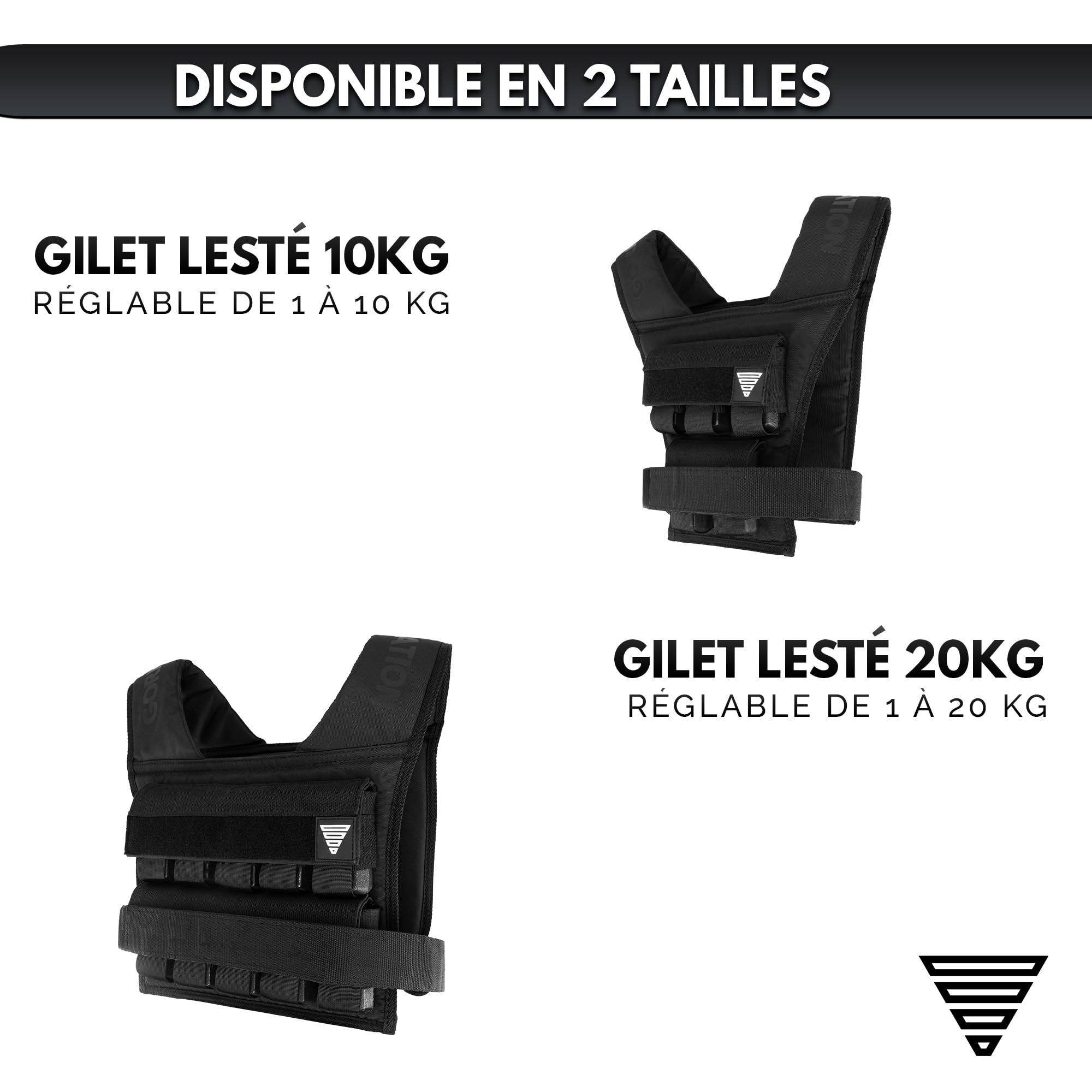 GORNATION Gilet Lesté 10 Kg/20 Kg Ajustable, Veste Lestée avec Poids Amovibles pour Calithenics, Musculation, Fitness et Street Workout, Weighted Vest de Sport pour Hommes et Femmes
