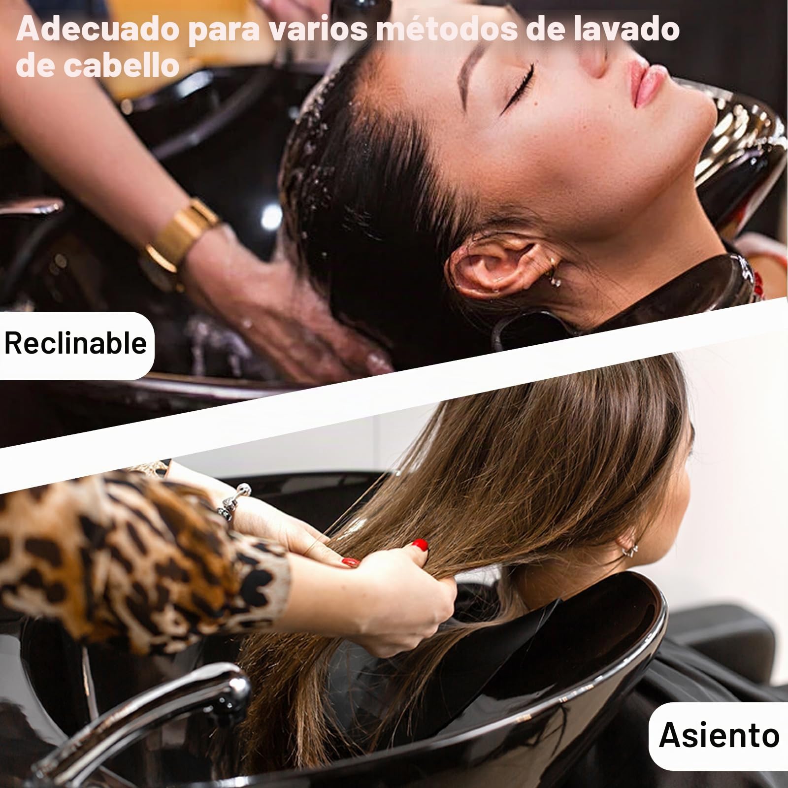 Lavabo portátil con bomba eléctrica, lavabo de pelo ajustable en altura con 2 cubos extraíbles de 10 L y mangueras de drenaje, fregadero de champú para mujeres mayores embarazadas