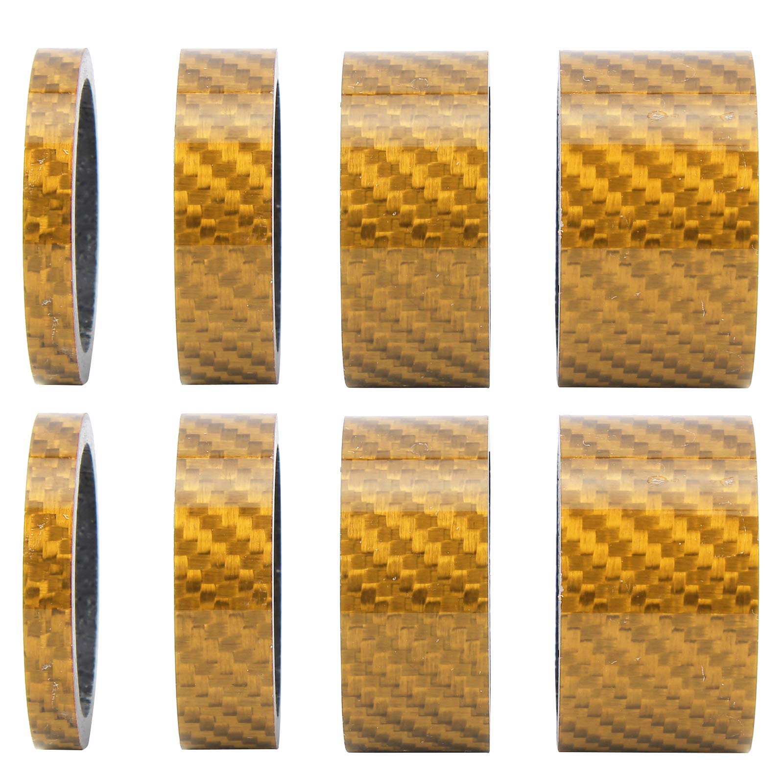 ZenithAur Carbon Fiber Headset Spacer pack of 2, Bicycle Stem Washer Set includes 5mm 10mm 15mm 20mm sizes for 1 1/8 inch 28.6mm steerer (Gold)