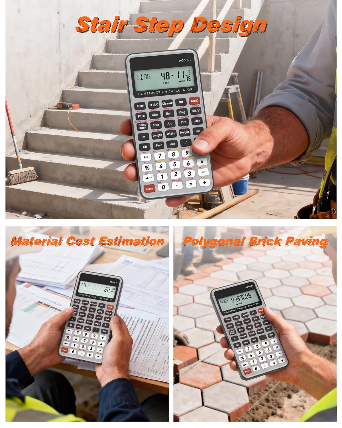 ROATEE Calculadora de construcción Plata - Calculadora industrial y científica para contratistas