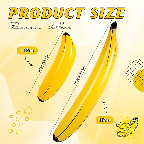 Miniatura 2 de 12 globos inflables de plátano que incluyen plátano de 23 pulgadas, 11 plátano de 70 pulgadas, 1 plátano de 70 pulgadas, decoración de despedida de