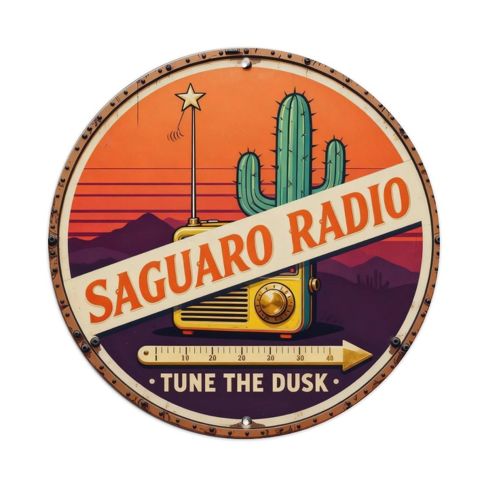 Saguaro Radio Sign Metal Tin Sign Plaque