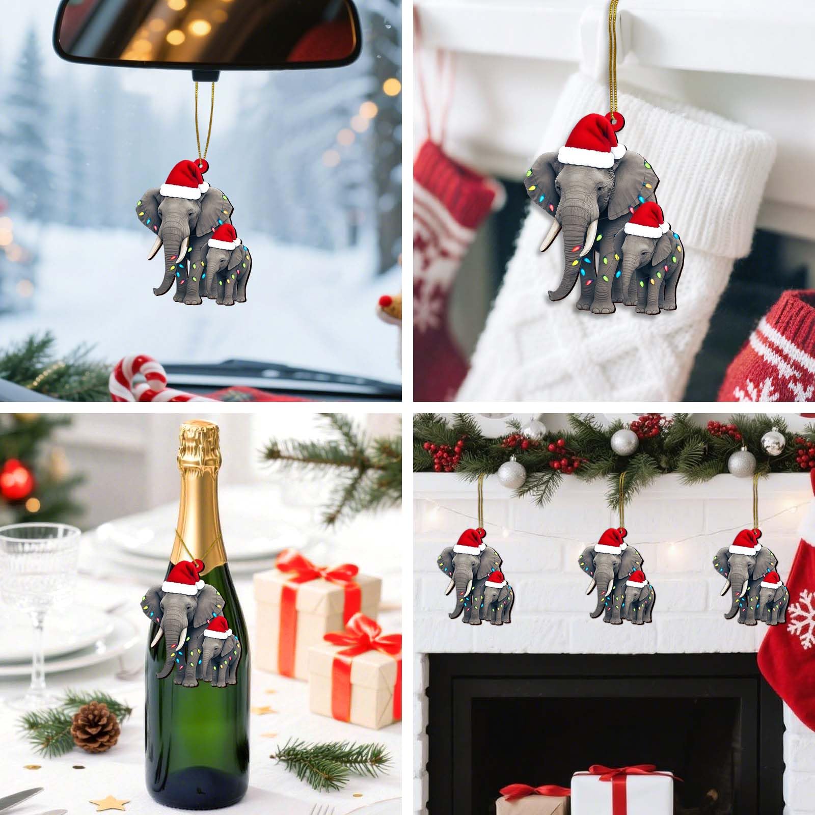Cute Animal Christmas Ornaments - Wooden Hanging Decorations -7