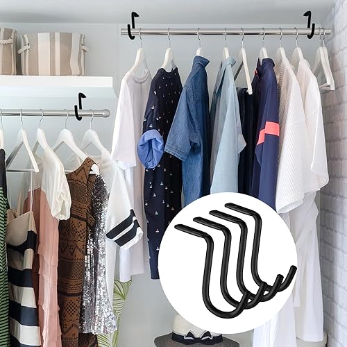 Vista 12 de Gisafai 4 soportes centrales de barra de armario de 1-1/2 pulgadas, soportes de montaje en pared de metal resistente para estantes, armario, barra