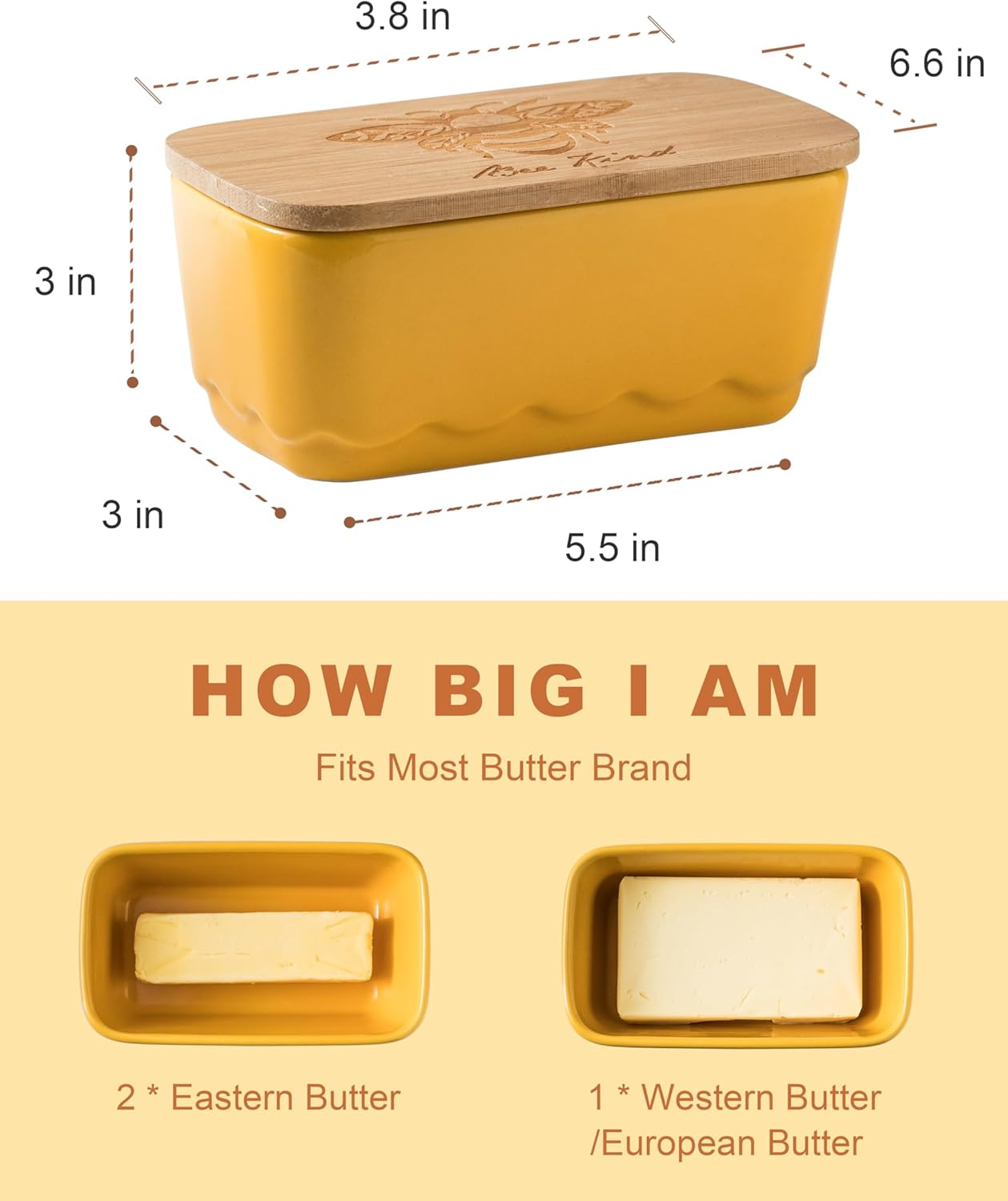 Covered Butter Dish with Lid, Large Butter Dishes for Countertop