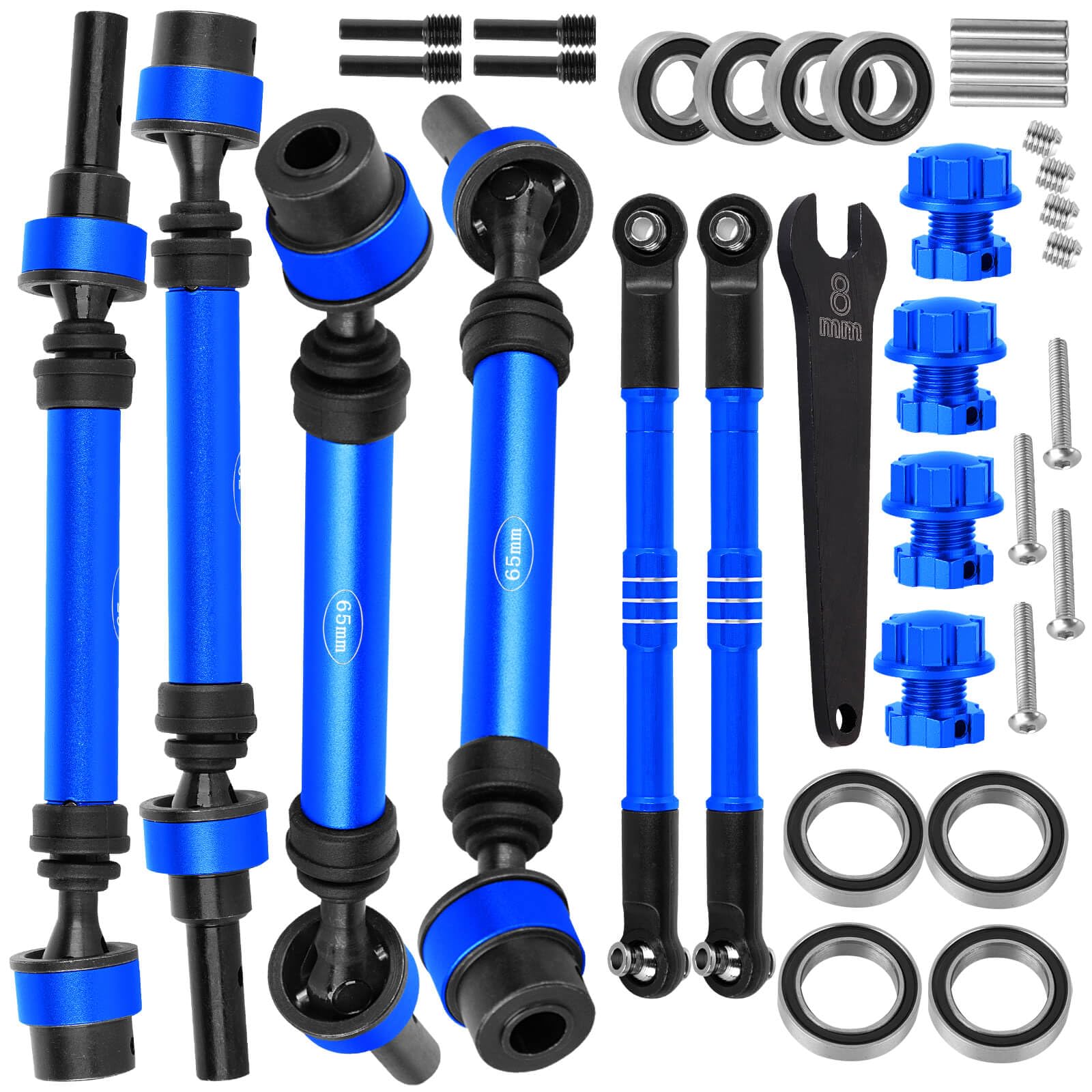 RCYouHott RC Upgrades Part for 1/10 WideMaxx (#89086-4) RC Car,#45 Steel Drive Shaft CVD Axles Driveshaft&Aluminum Turnbuckles Camber Links Hops Up,Navy Blue