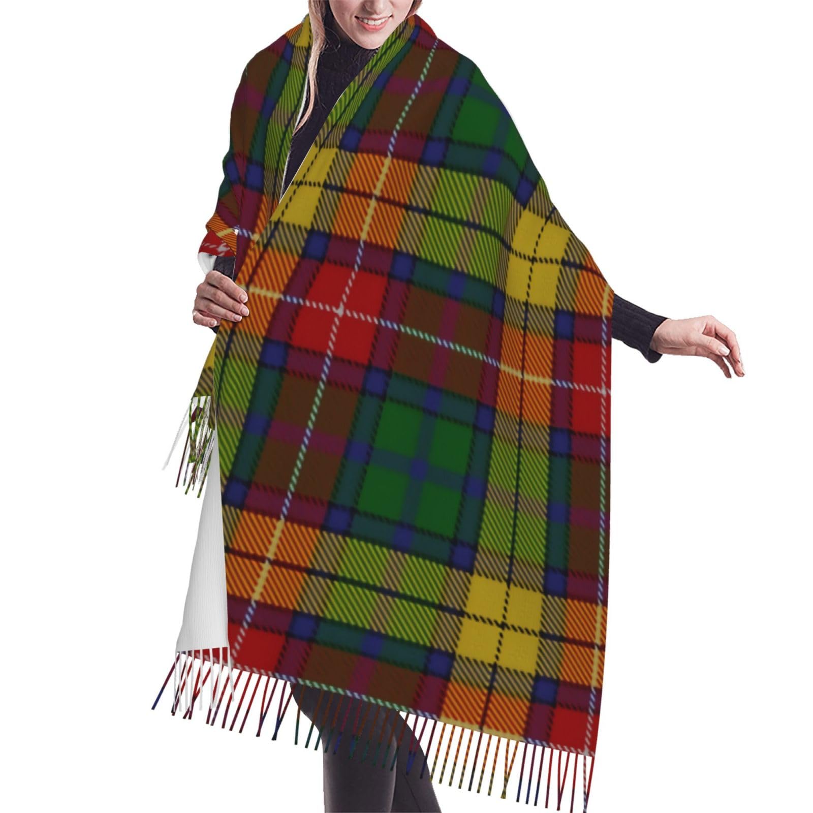 IUBBKI Old Scotsman Clan Buchanan Tartan Plaid Cashmere Fringe Scarf Autumn And Winter Silk Scarves Are The Most Soft And Comfortable.