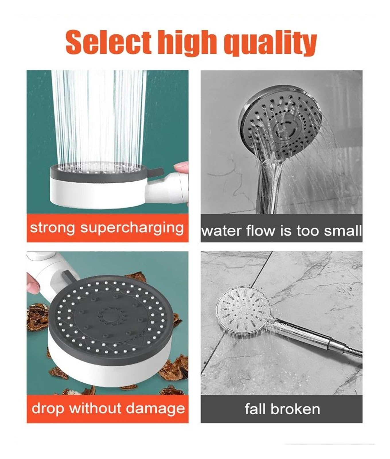 Soffione doccia filtrato con 10 modalità di spruzzo, soffione doccia portatile ad alta pressione, risparmio idrico, resistenza alle cadute, ugello per doccia da bagno(Black Shower head)