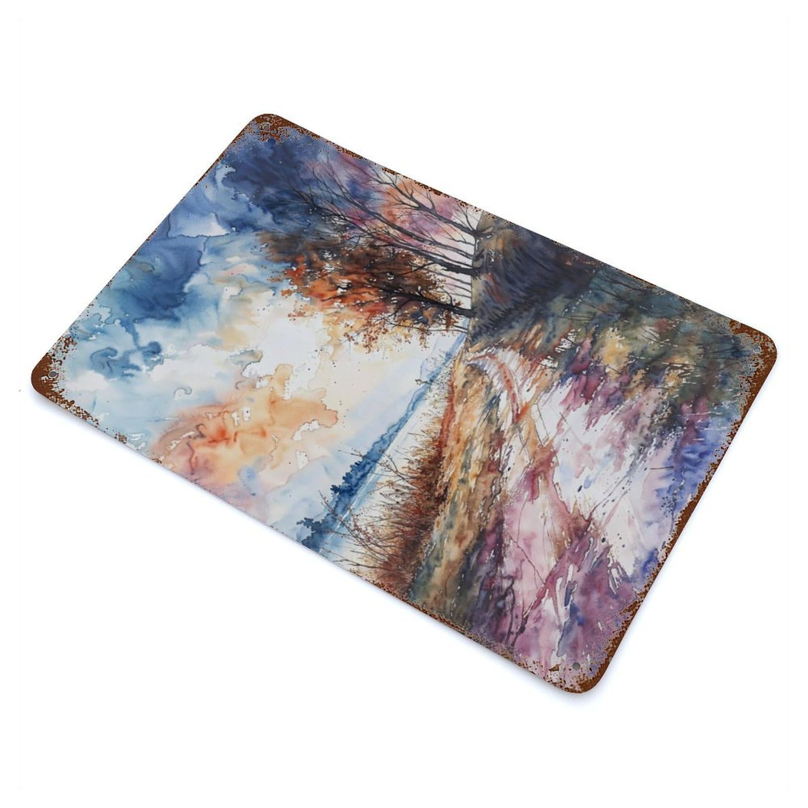 Sunset Blaze Rustic Tin Plaque 11.8"x7.9", Ideal for Shed, Workshop And Garage Wall Decor
