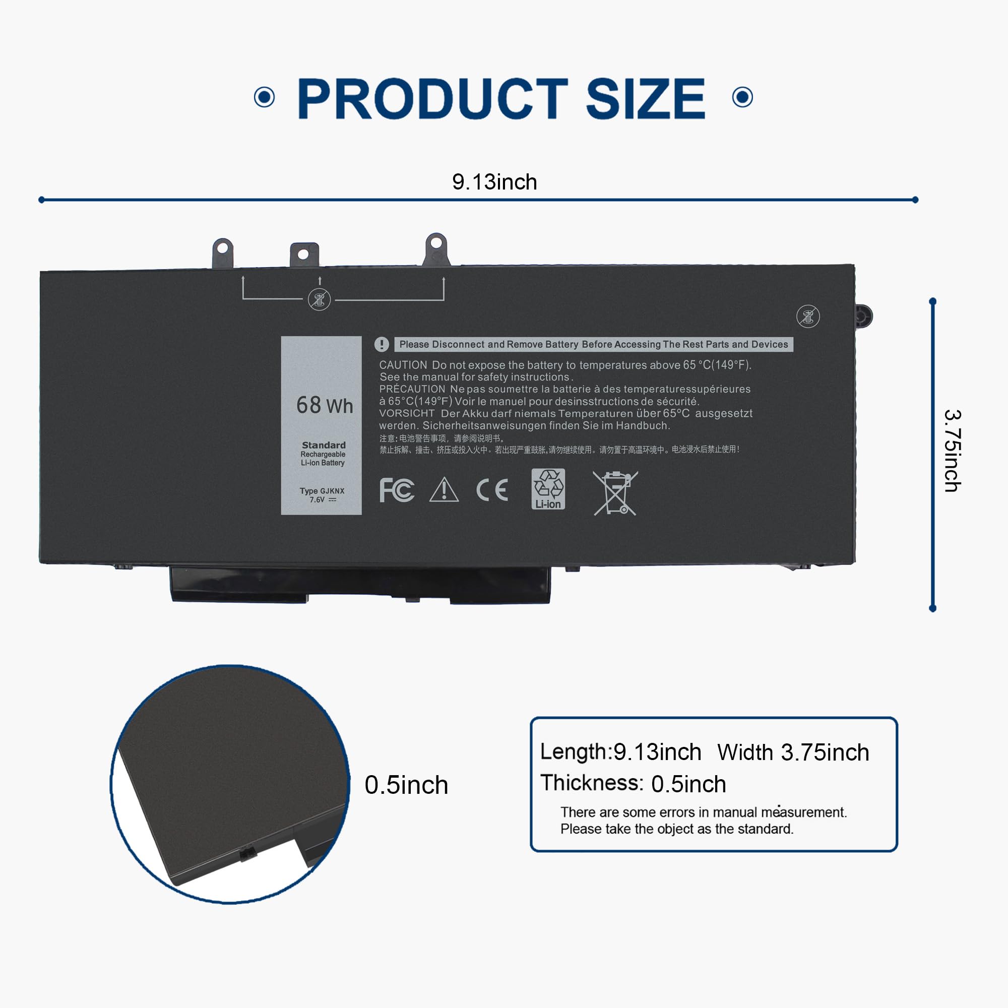 Amazon.com: 68WH GJKNX Laptop Battery for Dell Latitude 5480 5580 5280 5288 5488 5490 5491 5590 5591 E5480 E5580 E5490 E5590 E5591 Precision 3520 3530 3540 3541 fits GD1JP 0GD1JP DY9NT 0DY9NT 5YHR4 451-BBZG : Electronics amazon-com-68wh-gjknx-laptop-battery-for-dell-latitude-5480-5580-5280-5288-5488-5490-5491-5590-5591-e5480-e5580-e5490-e5590-e5591-precision-3520-3530-3540-3541-fits-gd1jp-0gd1jp-dy9nt-0dy9nt-5yhr4-451-bbzg-electronics