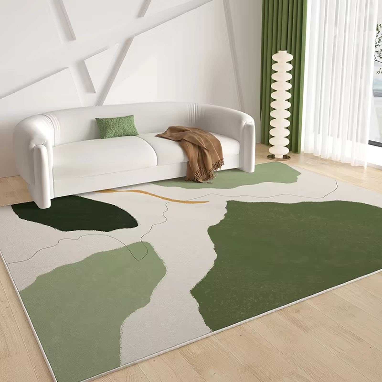Tapis de salon vert antidérapant style français grand tapis de sol