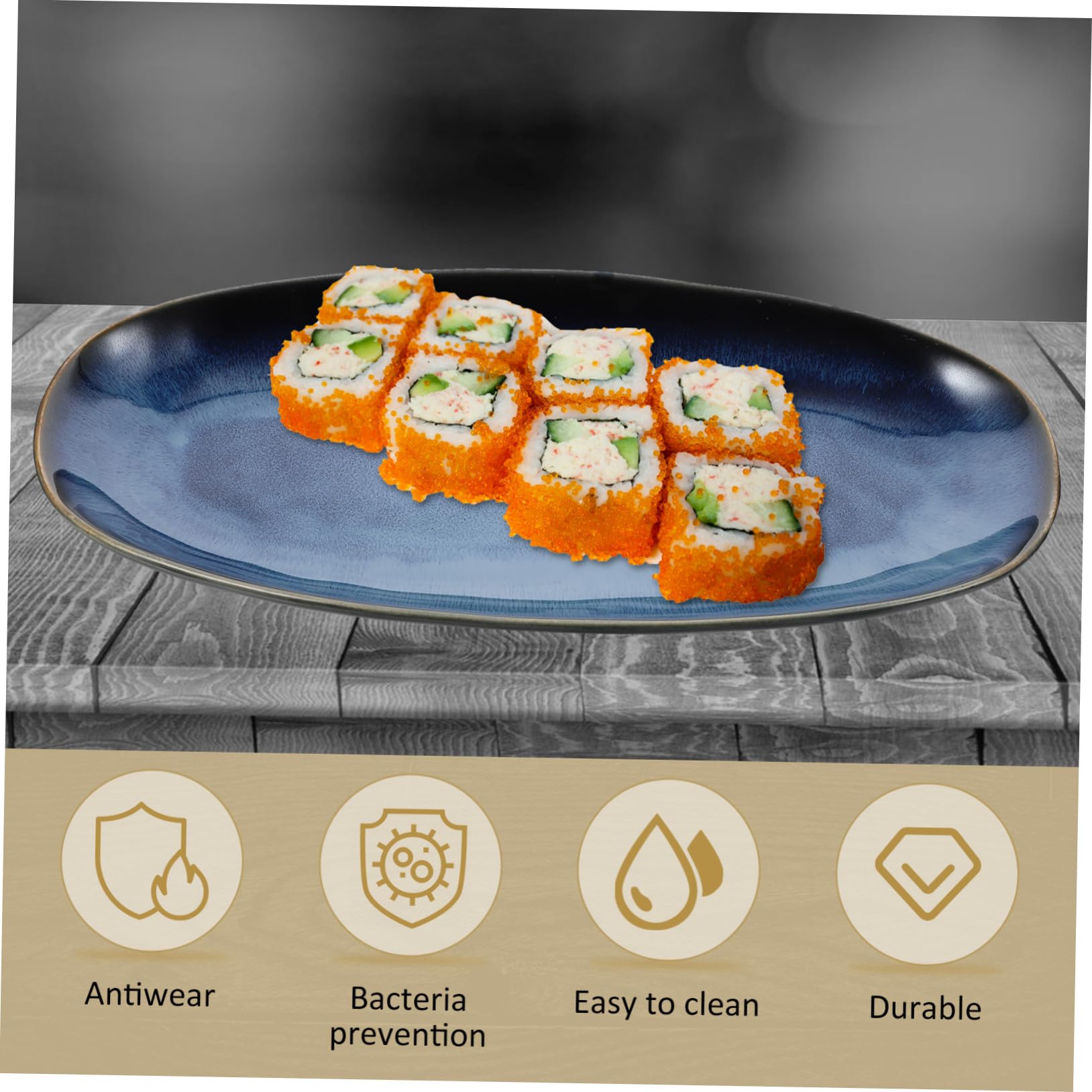Homoyoyo Piatto Sushi in Ceramica Blu, Vassoio Servire Pesce | Frutta Secca e Antipasti, per Salse e Snack, Adatto a Tavoli di Casa e Bar