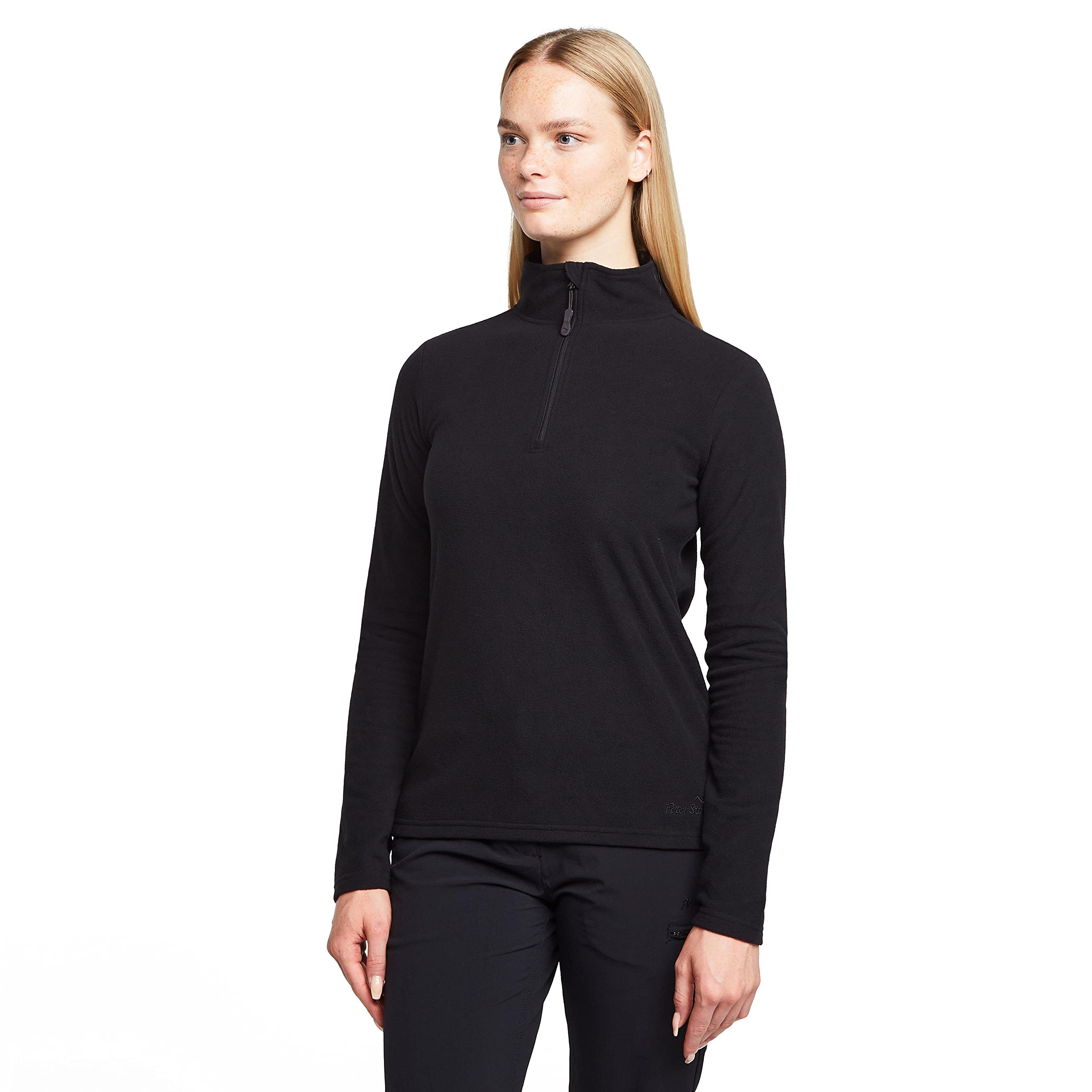 Peter Storm Women's Bracken Half Zip Fleece with Fitted Collar & Hem, Lightweight 60g Brushed Microfleece Midlayer Pullover (UK, Numeric, 12, Regular, Regular, Black)