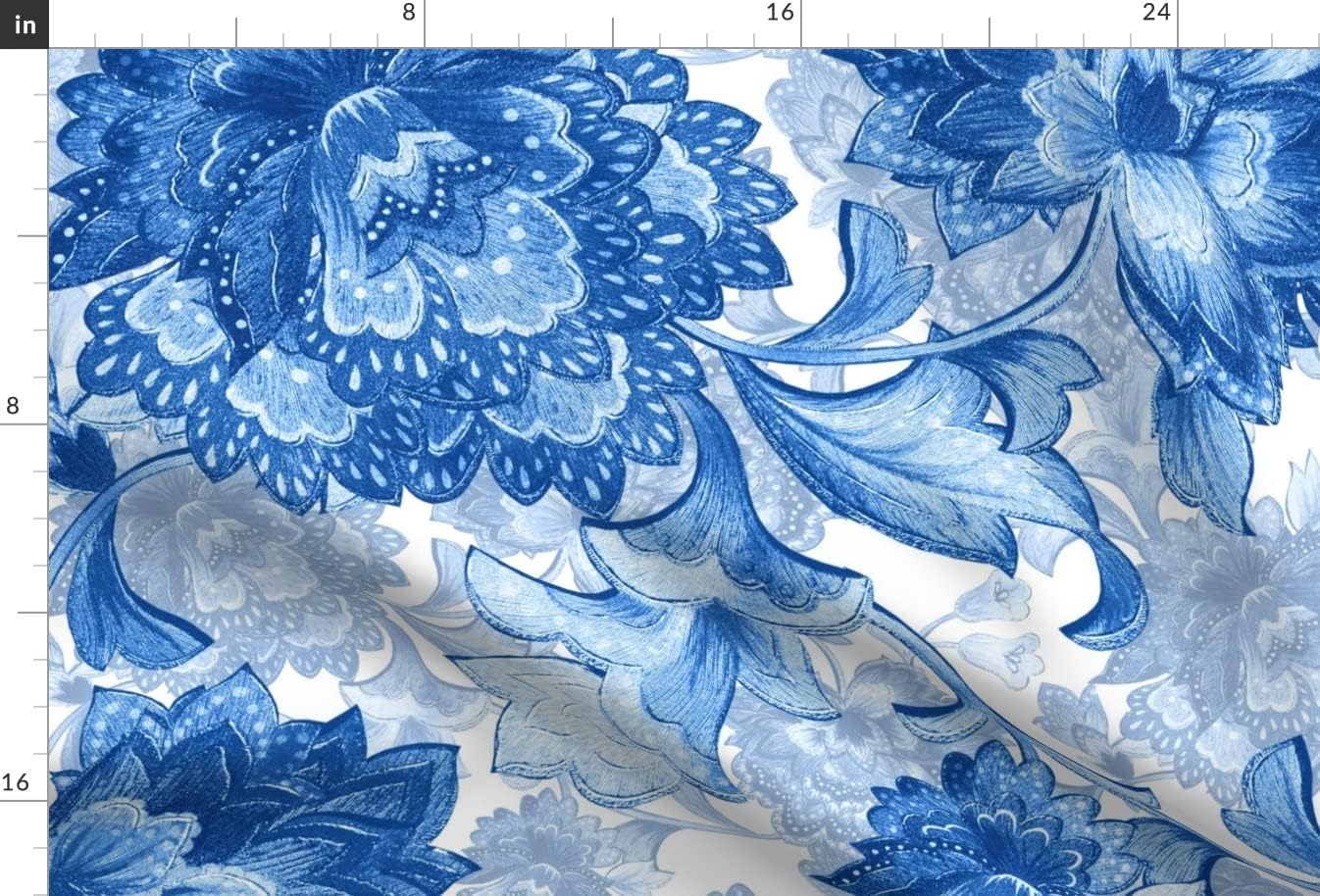 Spoonflower Fabric - Blue White Chinoiserie Nature Traditional Floral Indigo Printed on Minky Fabric by The Yard - Sewing Baby Blankets Quilt Backing Plush