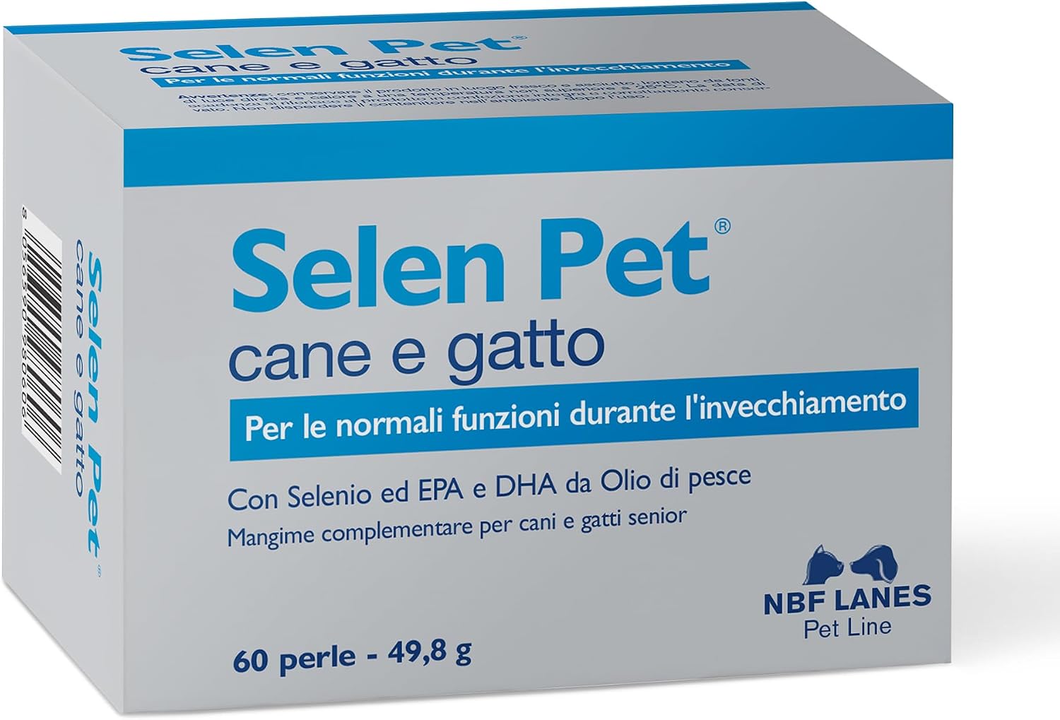 NBF Lanes | Selen Pet Pies i Kot, 60 Amakualnych koralików, dla normalnych funkcji podczas starzenia, dla starszych psów i kotów