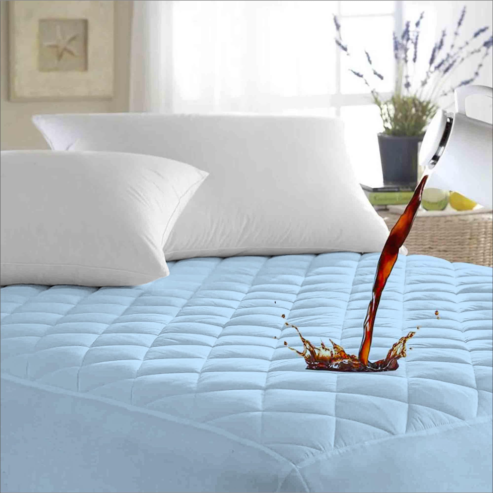 Ayka 100% Waterproof Queen Size 72x60 inch Cotton Quilted Mattress Protector Breathable Hypoallergenic Noiseless Ultra Soft Elastic Fitted Bed Protector Mattress/Bed Cover (Blue, Queen (72 * 60"))