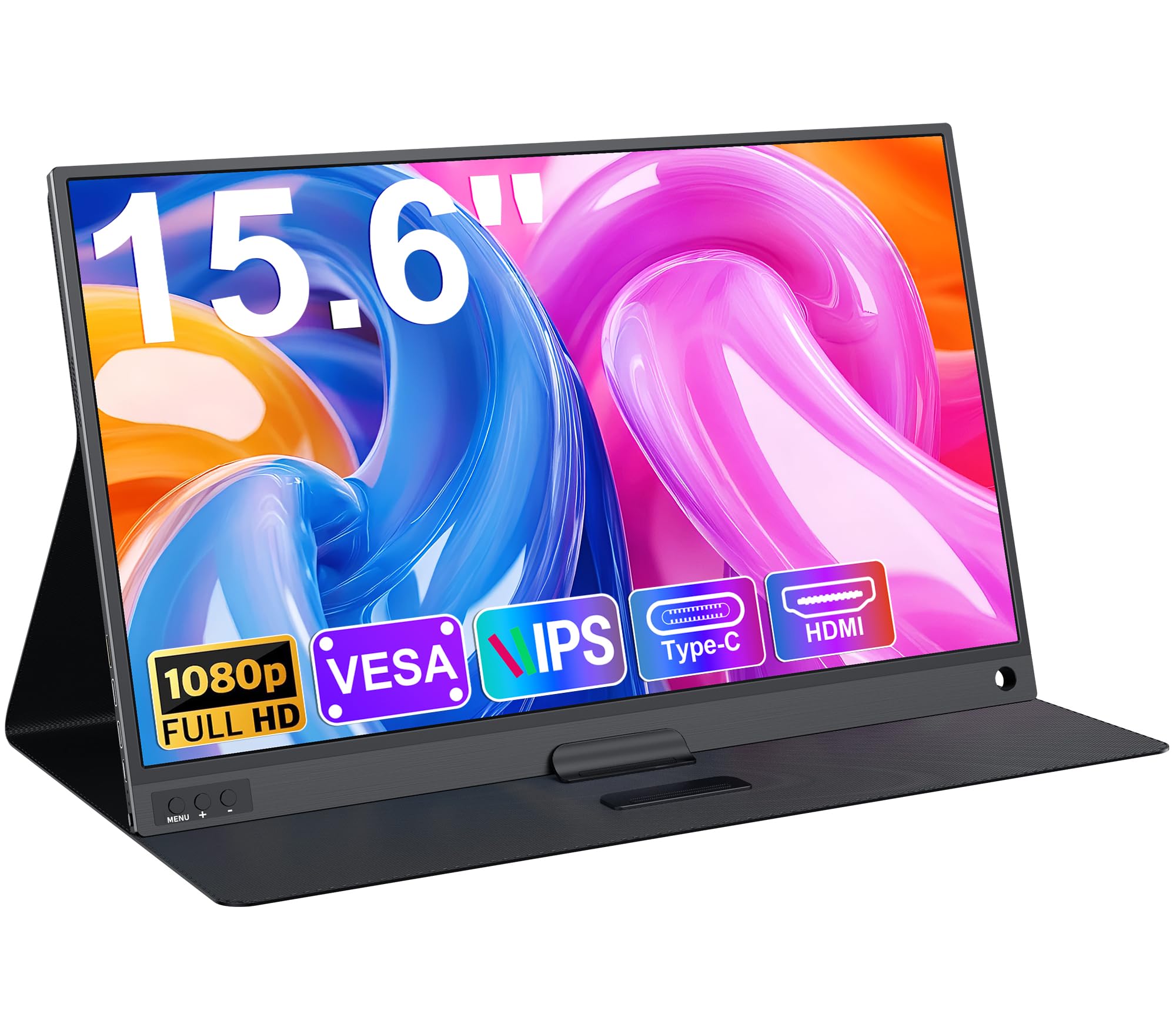 MAGICRAVEN Drahtloser Portable Monitor mit 8000-mAh Akku, 15,6 Zoll 1080P Tragbarer Monitor, Laptop Bildschirm Erweiterung, Unterstützt AirPlay/Miracast, (mit Abdeckung)