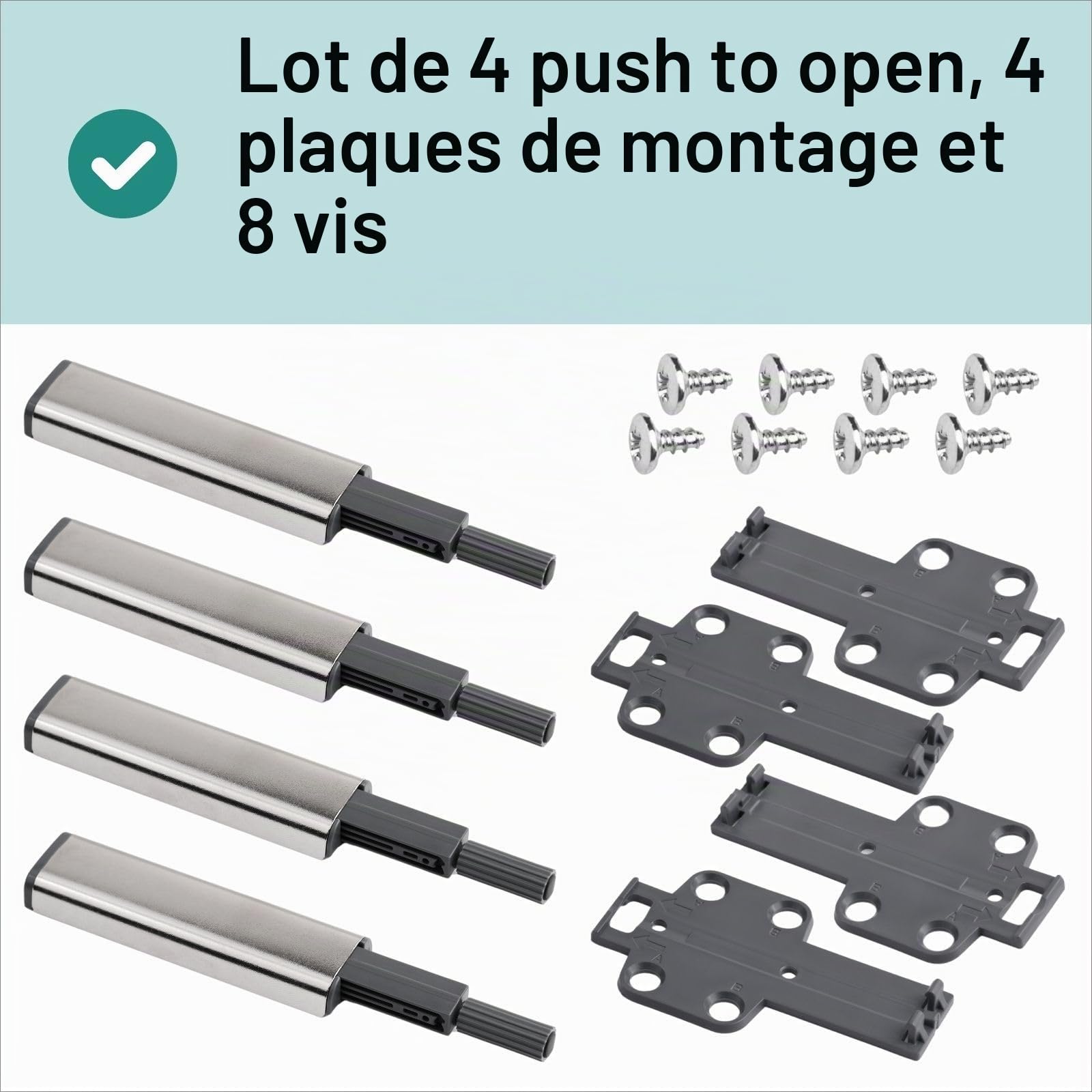 Poussoir Porte compatible avec IKEA BESTA Amortisseur | pour ouverture par pression Push Open (4 pièces)