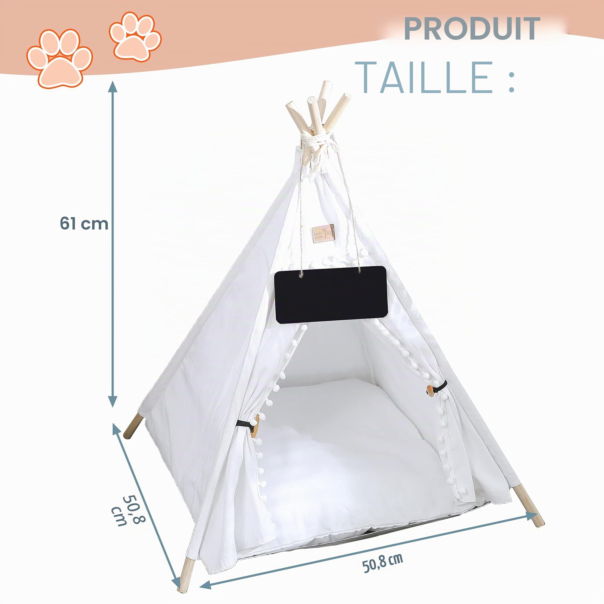 Lit tipi pour Chien et Chat – Tentes et Maisons Portables pour Chiens et Chats (Blanc)