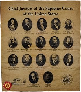 Our Amendments Chief Justices of The Supreme Court. 14" X 16", Printed on Genuine Antiqued Parchment. 1789 to Present.