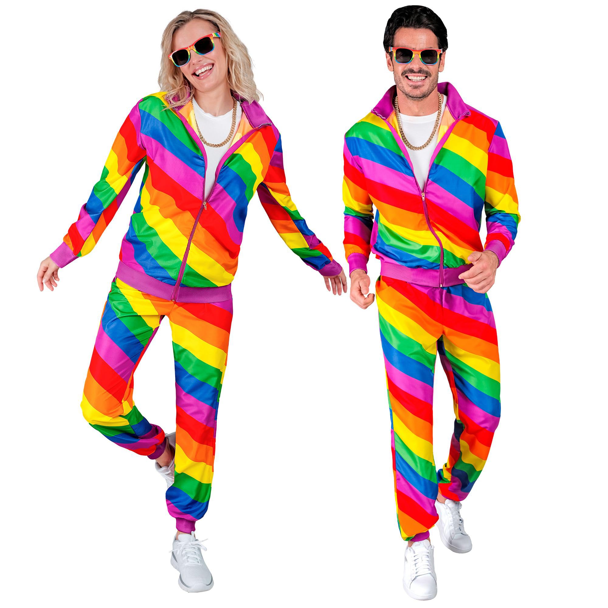 W WIDMANN MILANO Party Fashion XXL Novelty Tracksuit, Rainbow Colors, CSD, LGBTQ Pride, Jogging Tracksuit, Carnival and Party
