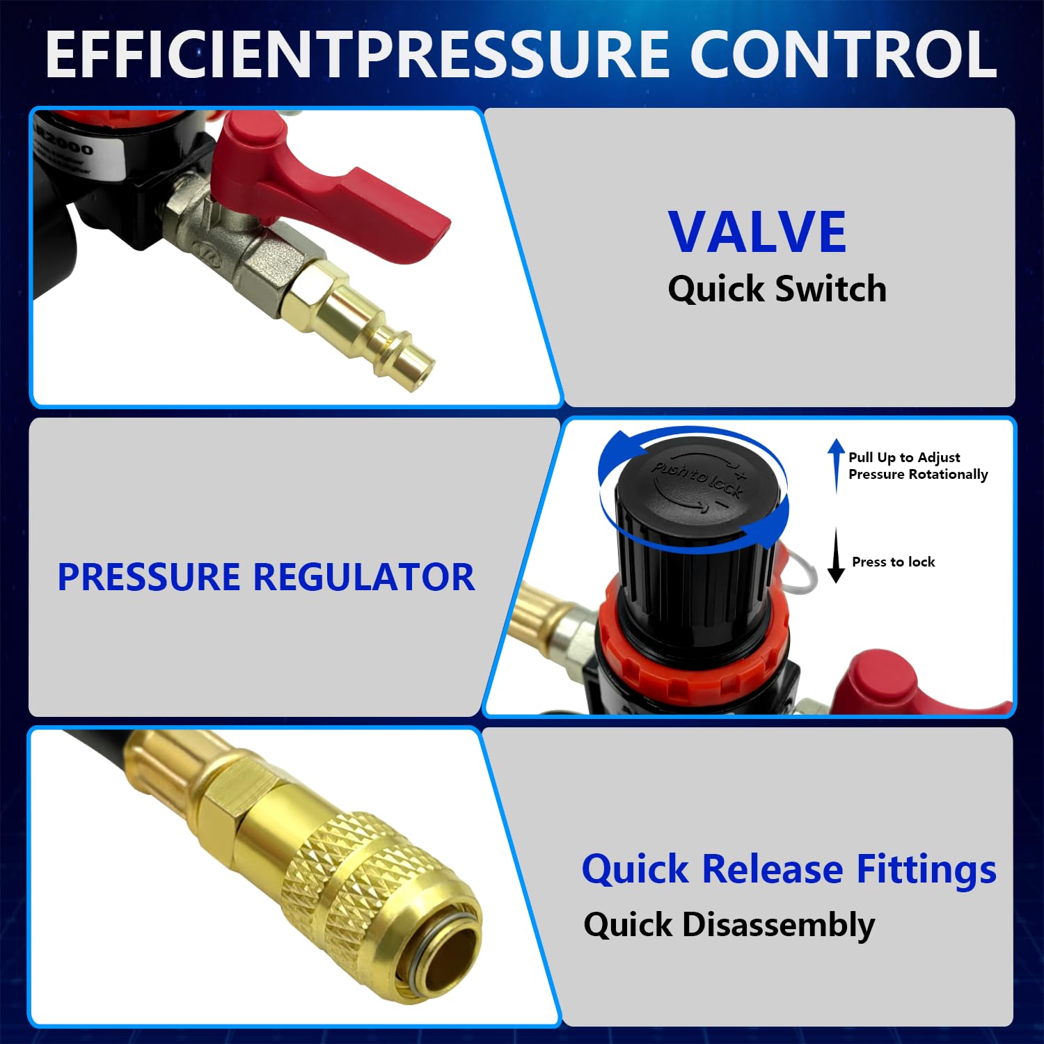 ZKTOOL Charge Air Cooler CAC Boost Leak Tester with 4" 3.5" 3" Billet End Caps, Aluminum CAC Pressure Tester with 150 psi Regulator Extension Line US & EU Air Fittings for Class 7 & 8 Trucks