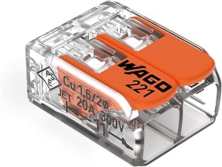 WAGO 221-412 LEVER-NUTS 2-Conductor Compact Splicing Connectors, Pack of 100 - Tool-Free Wire Connectors for 24-12 AWG Solid, Stranded & Fine-Stranded Wires
