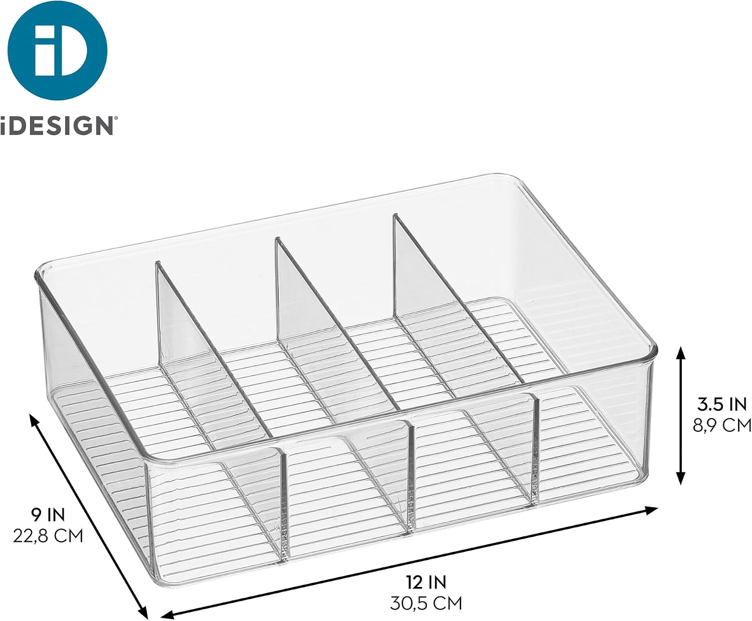 iDesign 4-Section Storage Bin, Clear image 3