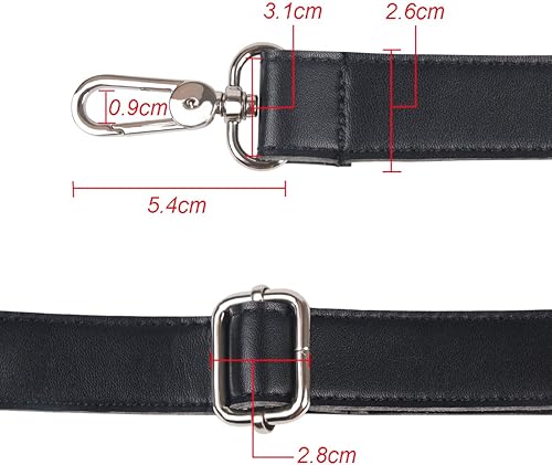 Miniatura 5 de BOMKEE Correa de hombro de repuesto de cuero de 61 pulgadas, correas universales ajustables para bolso con ganchos giratorios de metal para bolsa