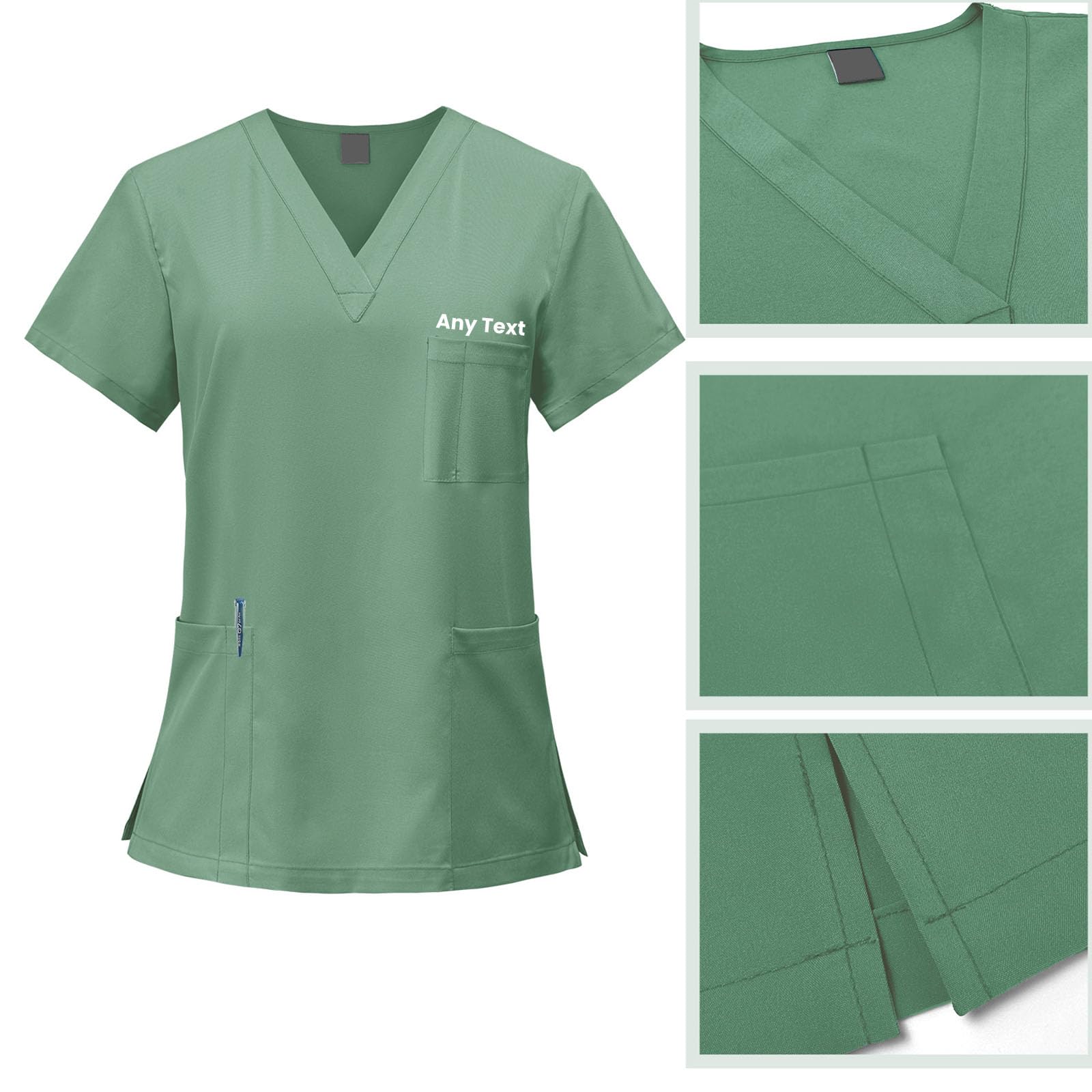 Set di scrub femminili, top con scollo a V e pantaloni da jogging, set personalizzato per infermieri e chirurgici