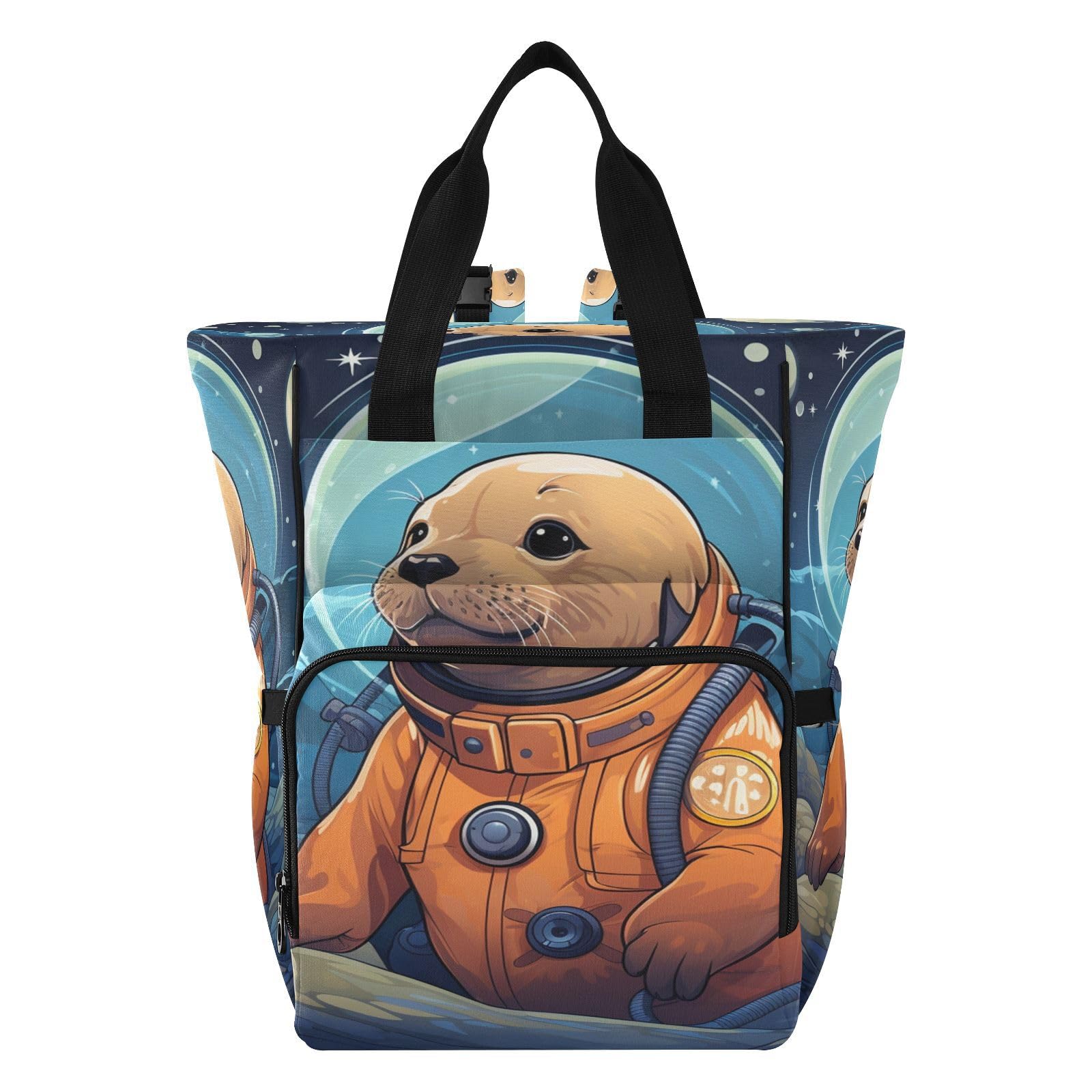 Sello MarróN Espacio Luz De La Luna Mochilas de Pañales para Gran Capacidad Pañal Bolso Mochila para Viajar al Aire Libre Mamá y Papá