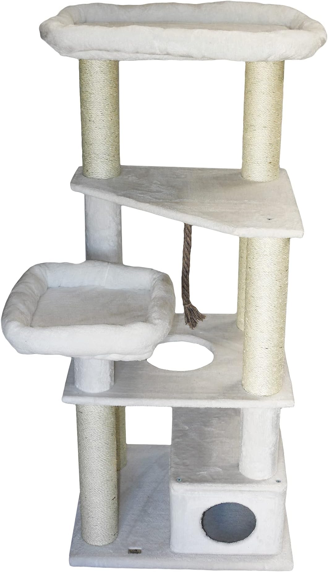 Bontoy Betty Krabpaal crème/bruin I 65 x 65 x 150 cm I met 9 cm sisalstammen I ook geschikt voor grote katten I stabiele krabpaal