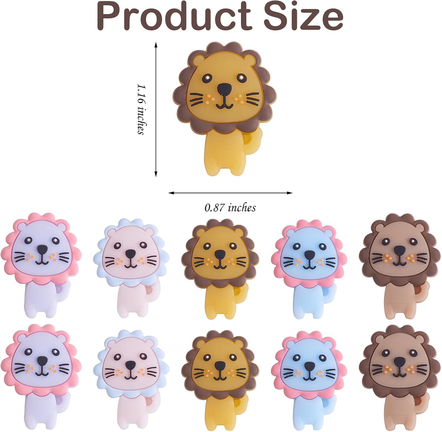 Animal Silicone Beads for Keychain Making, Lion, 10Pcs image 2