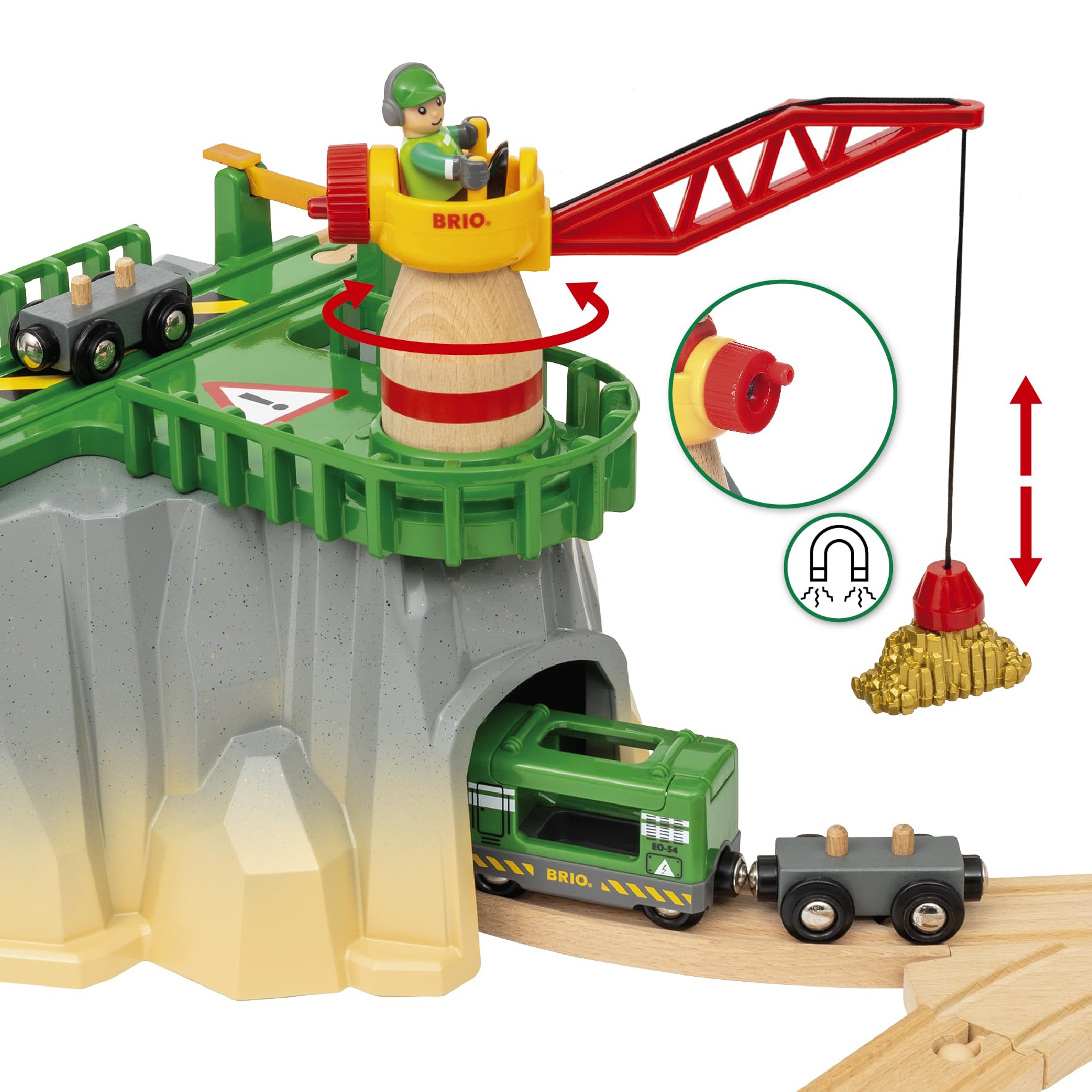 Brio World - 36010 - Circuit Montagnes et Chargements - Coffret Complet de 49 pièces - 5 Niveaux de Hauteur différents - Circuit de Train en Bois - Jouet Mixte à partir de 3 Ans 63601000