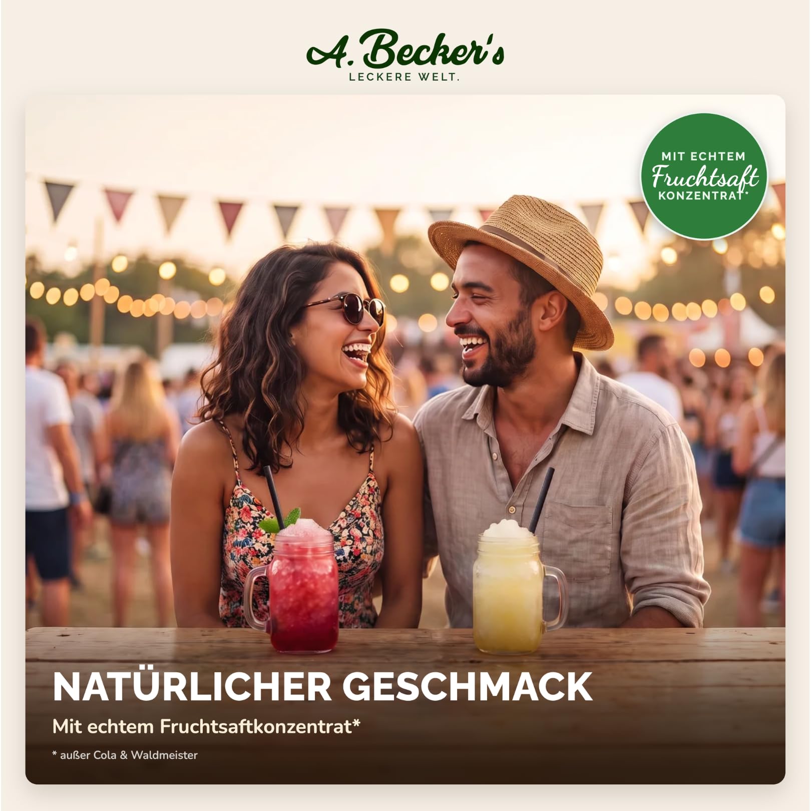 A. Becker´s Slush Eis Sirup | Vegan und ohne Azofarbstoffe | 6x 1L Erdbeere, Orange, Pfirsich, Maracuja, Zitrone, Schw. Johannisbeere | 1L Konzentrat ergibt 6L Eis | für Slush-Maschine und Mixer