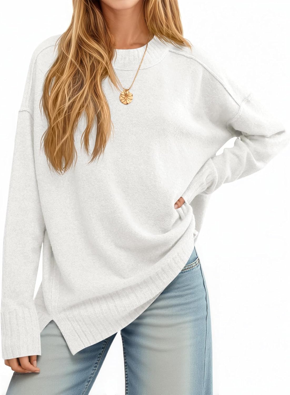 Cicy Bell Womens Oversized Sweaters Casual Long Sleeve Knit Pullover Tops Crewneck Trendy Slouchy Fall Tunic Tops