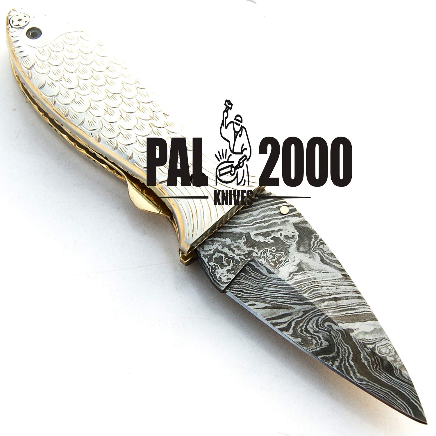PAL 2000 Coltello fatto a mano in acciaio damascato con fodero Coltello da collezione - Coltello da cucina - Coltello da collezione - Coltello da regalo 9516