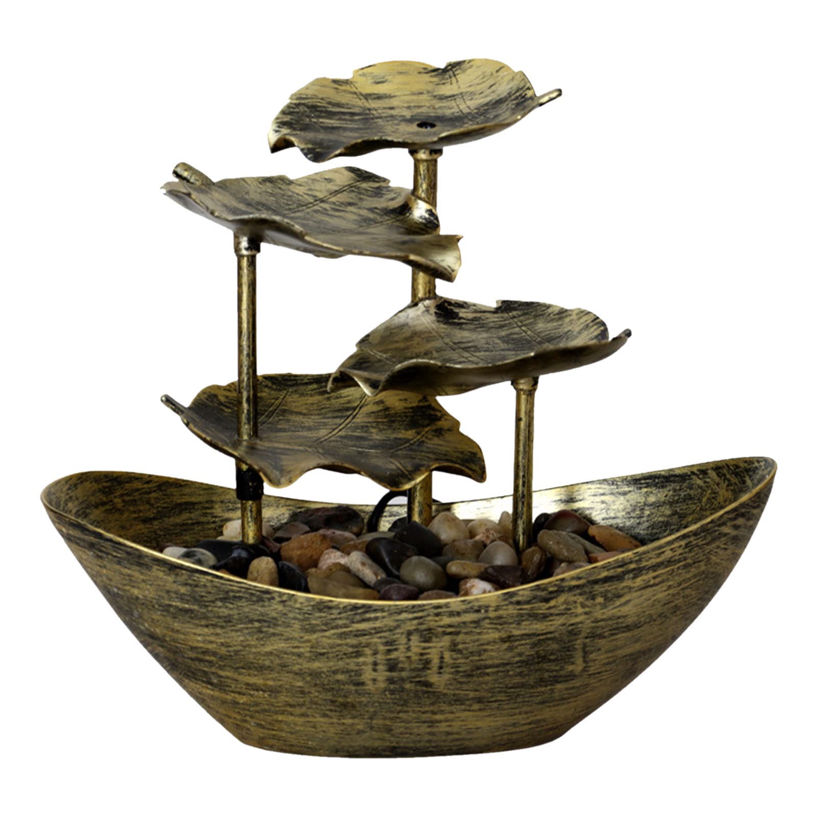 Fuente de agua de interior, Fuente de interior 28 × 15 × 25 cm | Pequeña fuente cascada en hoja de 4 niveles, bomba automática con interruptor de alimentación, pequeña fontai